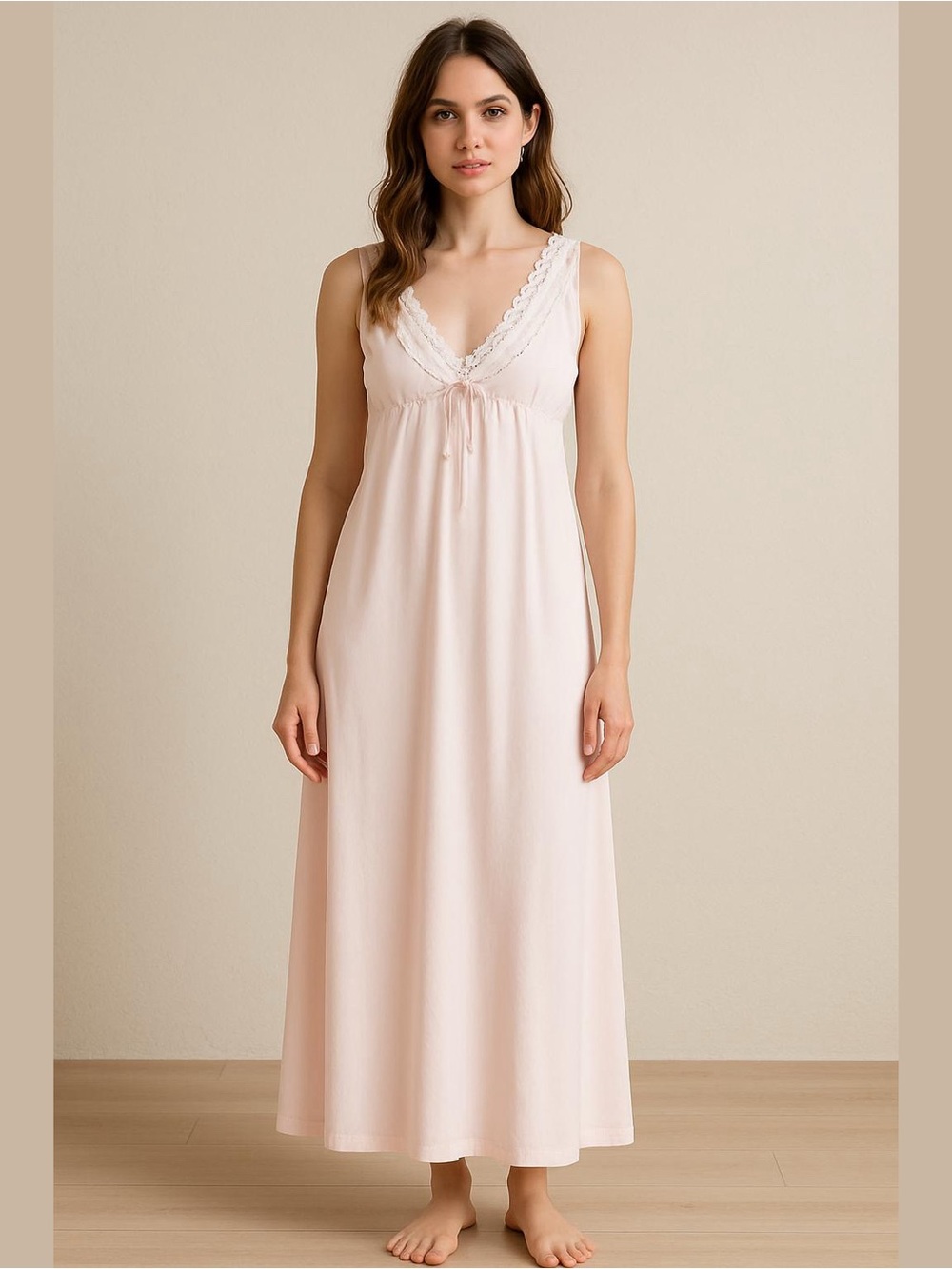 Vintage Lorraine Pastel Lace Sleeveless Nightgown Size M USA Coquette Comfy Boho